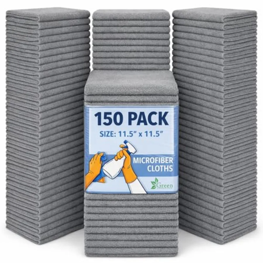 

Microfiber Cleaning Cloth 11.5 x 11.5 150 Pack - Edgeless Microfiber Towels for Cars Cleaning Rags Lint Free Car Microfiber Tow