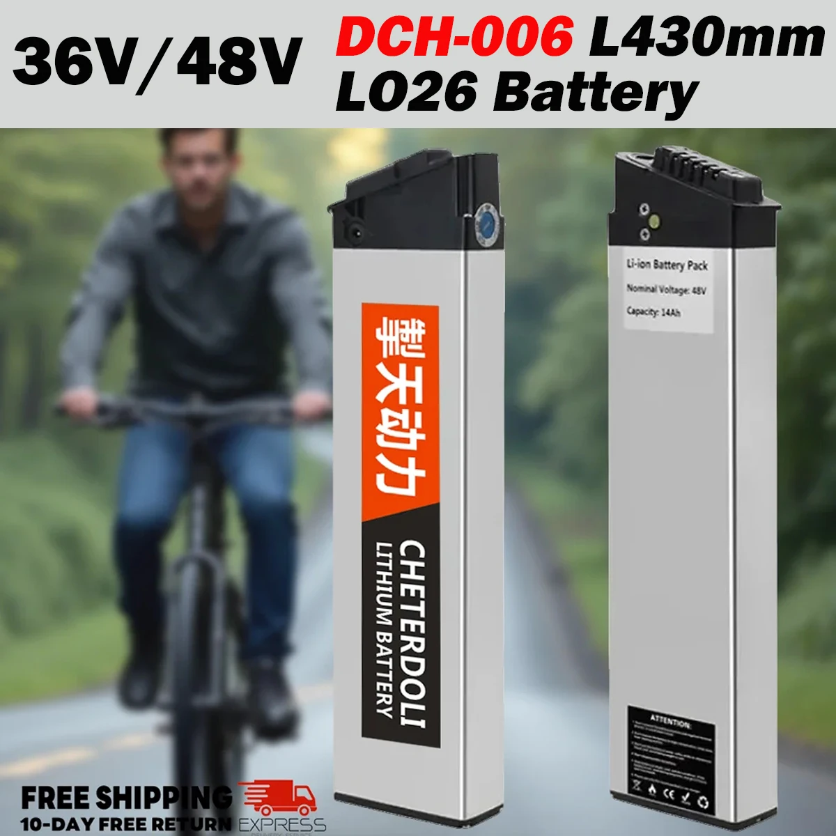 

36V 17Ah 12.8Ah 48V 10Ah 15Ah DCH-003 DCH-006 DCH-009 350W~1000W for MX01 LAFLY X3 JINGHMA R7 R5Motor battery