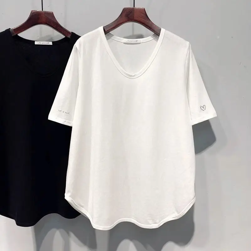 Basic Plus Size Simplicity Lazy Style Tops Summer Short Sleeve Street Casual All-match T Shirts Harajuku Fashion Women Clothing