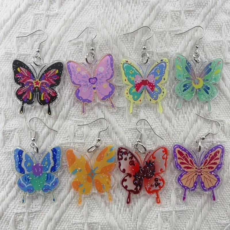 10pcs acrylic butterfly cartoon animal earrings, women's earrings, the best choice for gifts