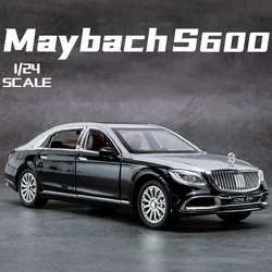 New 1:24 Maybach S600 Metal CarsModel Diecast Alloy High Simulation Vehicles Car Model 6 Doors Can Be Opened Toys Gift
