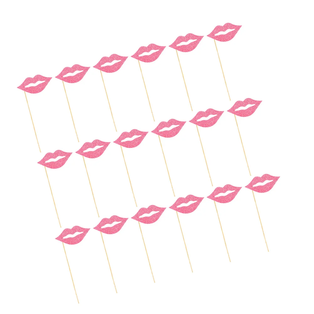 

60Pcs Funny Lip Props Pink Glittery Designs for Weddings Birthdays Parties Selfie Photo Booth Accessories Lip Props