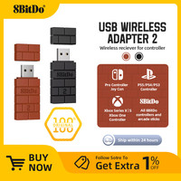 8BitDo USB Wireless Bluetooth Adapter 2 - for PC Mac Raspberry Pi Nintendo Switch Steam Deck Support PS5 Xbox JoyCon Controller