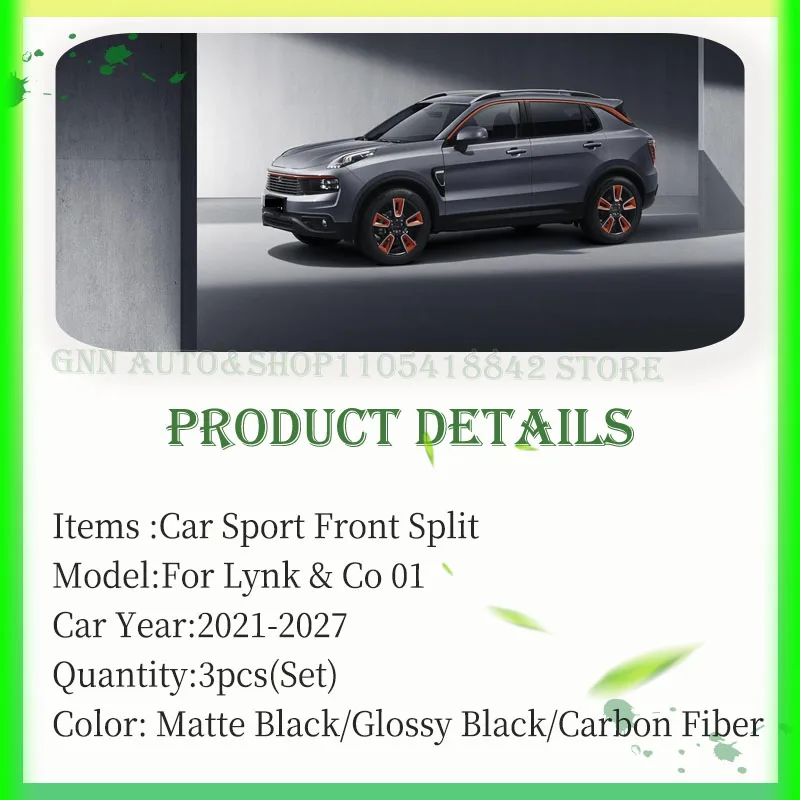 Car Front Bumper Split Lip For Lynk & Co 01 GX6 2021-2027 Modification Anti-scratch Sport Bumpers Reinforcement Decoration Parts