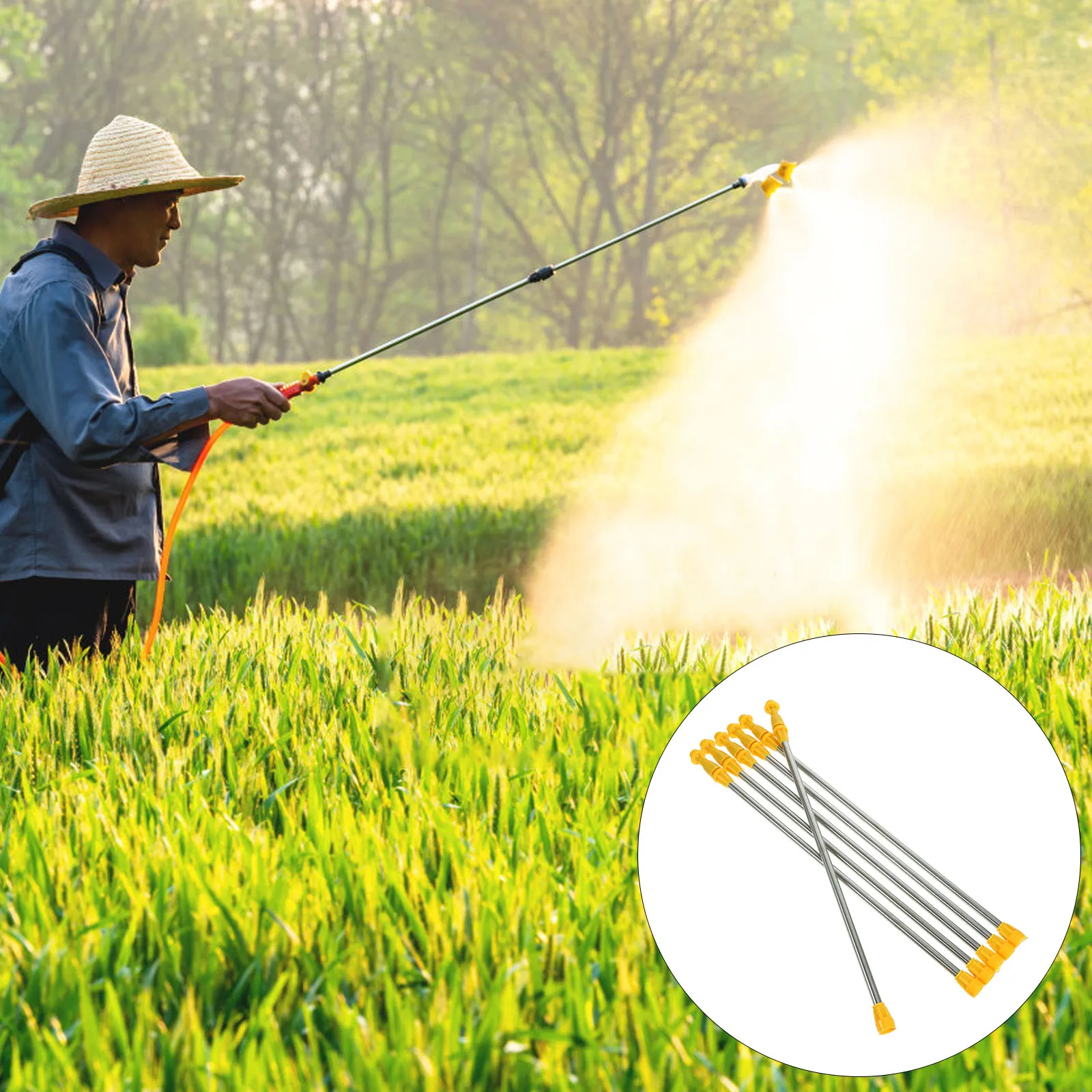 

6pcs Stainless Steel Rod Long Hose Wand Sprayer Garden Hose Sprayer Extension for Plant Watering Fertilization