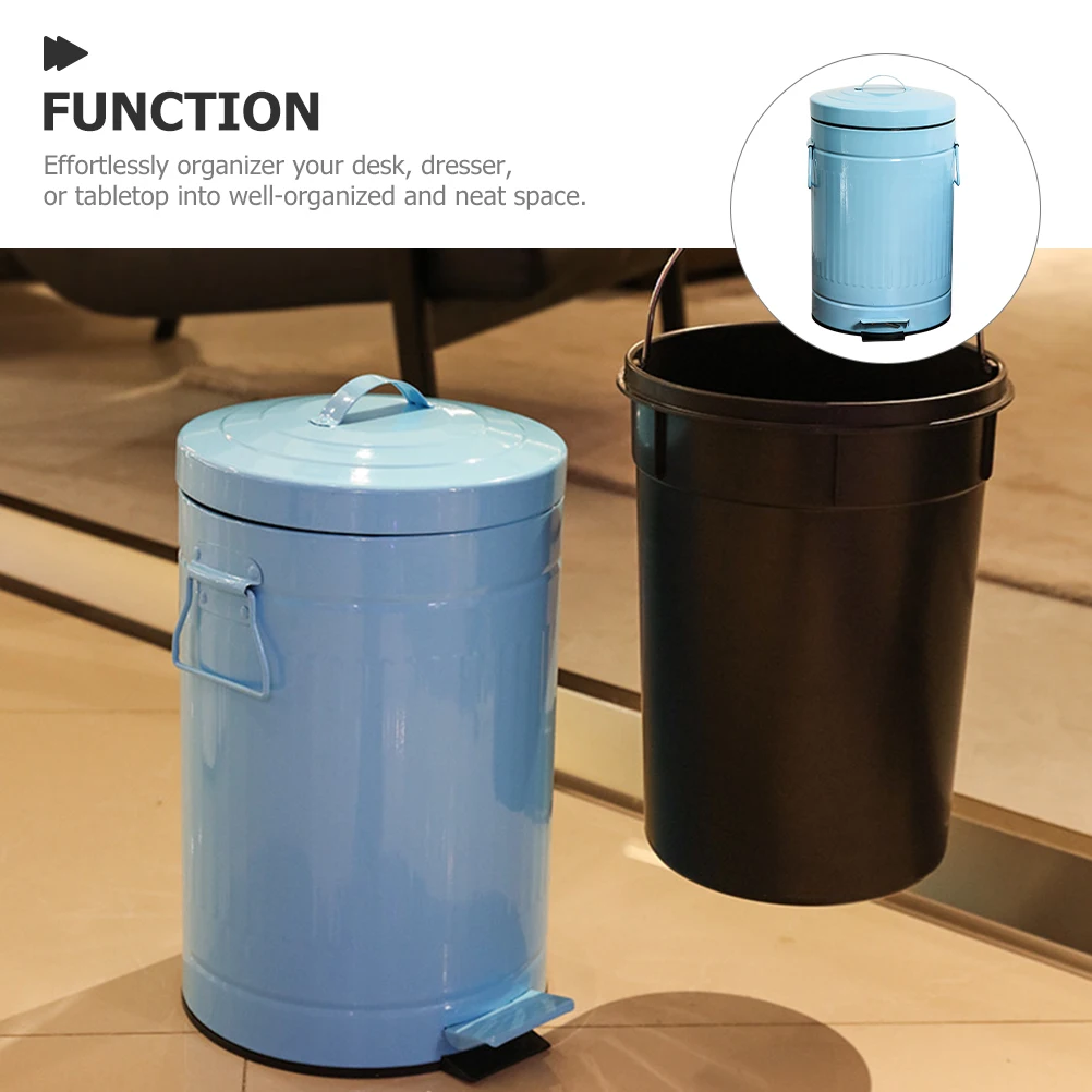 

Foot operated Trash Can 5L Large Capacity Kitchen Bathroom Waste Basket Pedal Bin Lidded Dustbin Iron Material Garbage Box