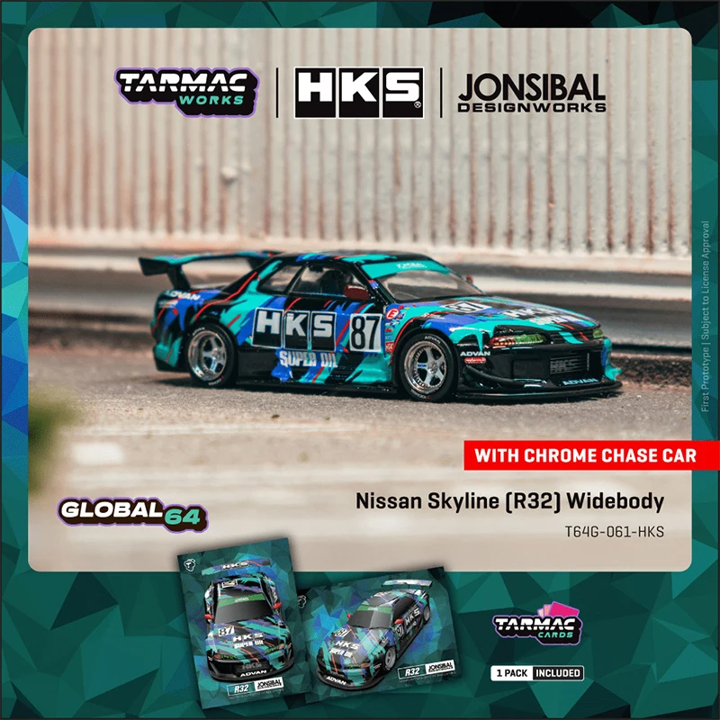 Pré-venda tw 1:64 nissan skyline r32 widebody hks diecast modelo de carro coleção brinquedos tarmac funciona