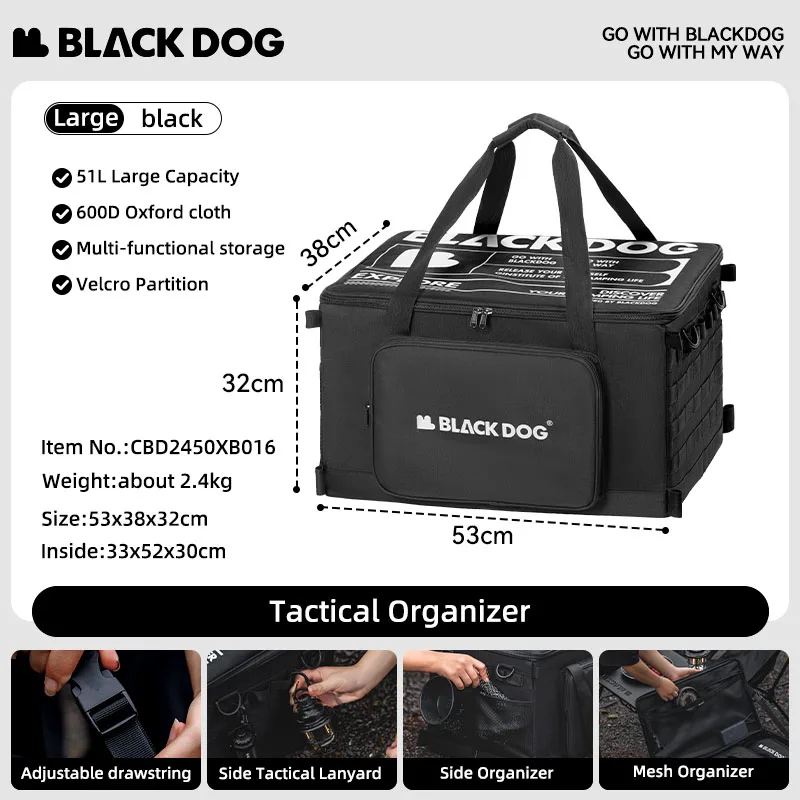 Black Dog Outdoor Camping Equipment Storage Bag Large Capacity Collapsible Storage Bag Gas Canisters Picnic Cooking Utensils Bag