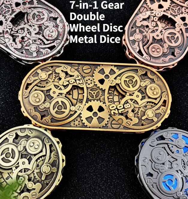 NEW Creative 7-in-1 Gear Double Wheel Disc Metal Dice High End Dice Decompression Pendant Board Game Gift
