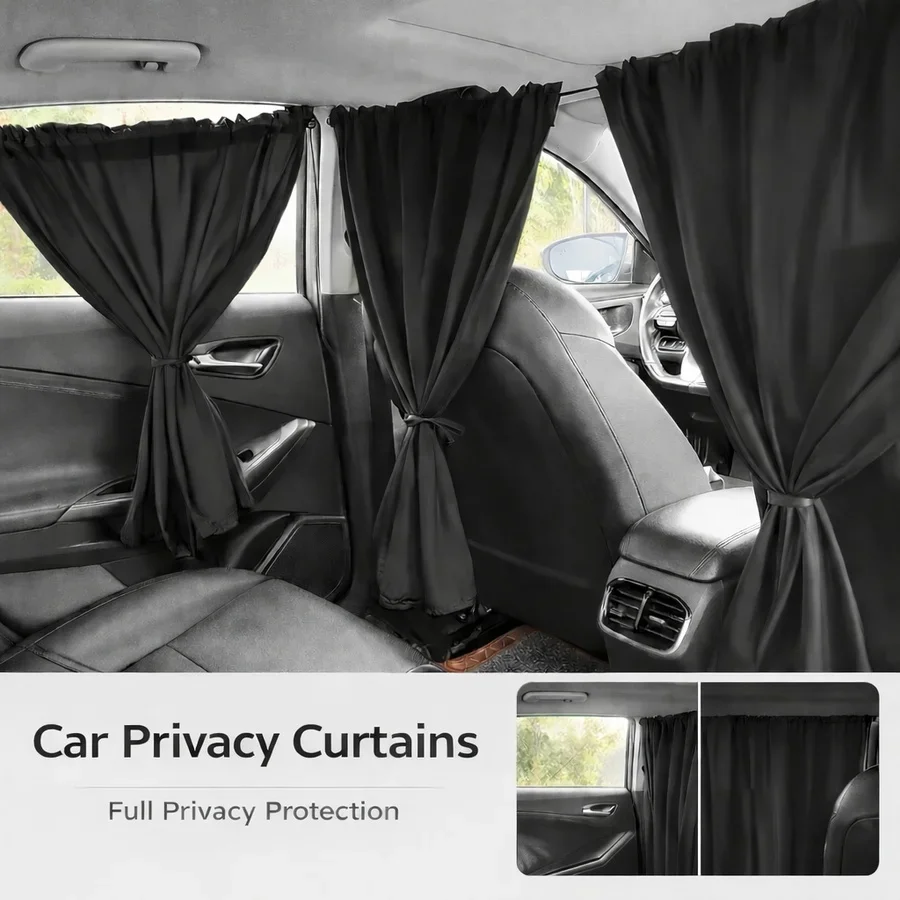 Car Privacy Curtain Window Shade Blackout Sunshade for Travel Camping Sleep Vehicle Side Window Cover Interior Accessories