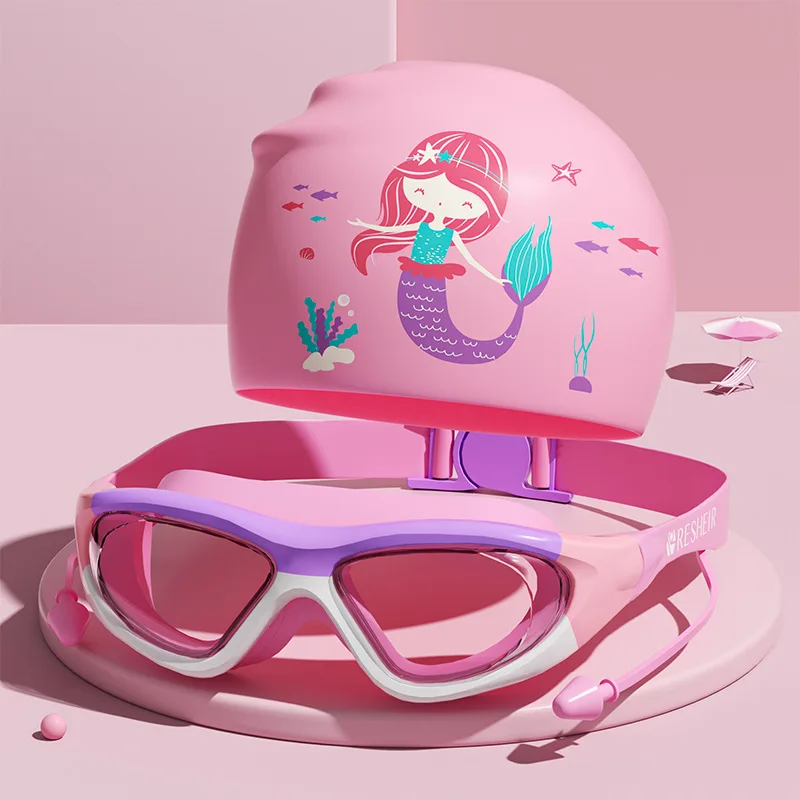 

Children's Large Frame Swimming Goggles Boys Silicone Swimming Cap Girls HD Waterproof Anti-fog Glasses Diving Goggles
