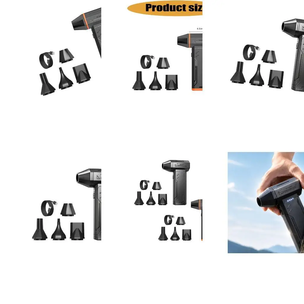Handheld Dust Blower with Rechargeable Operation and Detachable Nozzle for Window Tracks, Computer Cases, and Corners D2RD