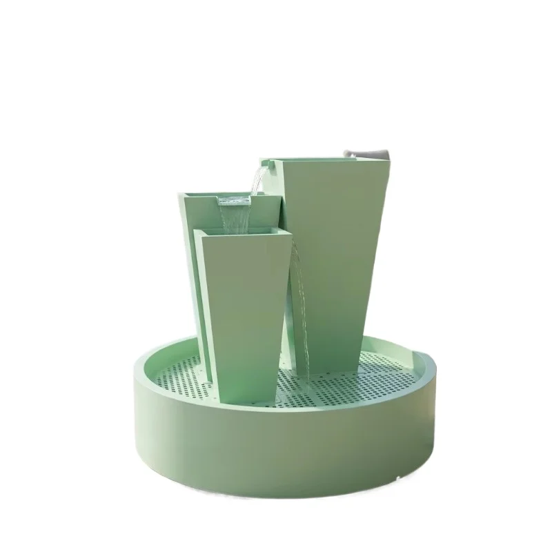 Modern gift steel arched waterfall fountain with circular basin, suitable for courtyard lawn landscape
