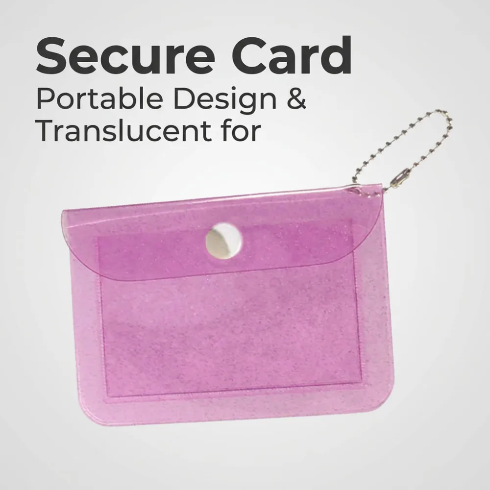 Korean Ins Style Transparent PVC Card Holder Keychain with Snap Button, Portable Mini ID Bank Card Pouch Bag for Keys & Bags