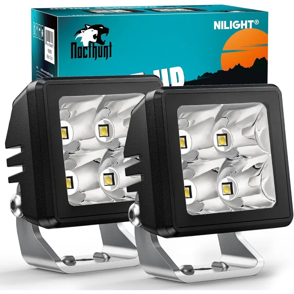 

Nilight Motorcycle LED Pods Spot Beam Square Mini Driving Work Light Offroad Side Ditch Lights for Tractor Truck Motorbike ATV