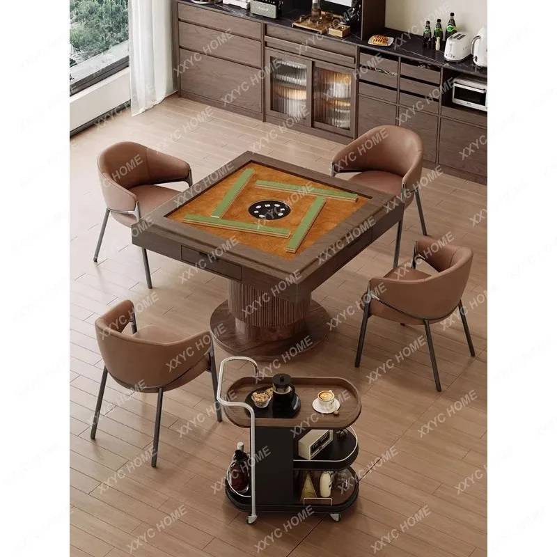 XX Medieval Style Solid Wood Mahjong Machine Dining Table Dual-purpose Automatic Household Dining Table Egg Table Roller Coaster