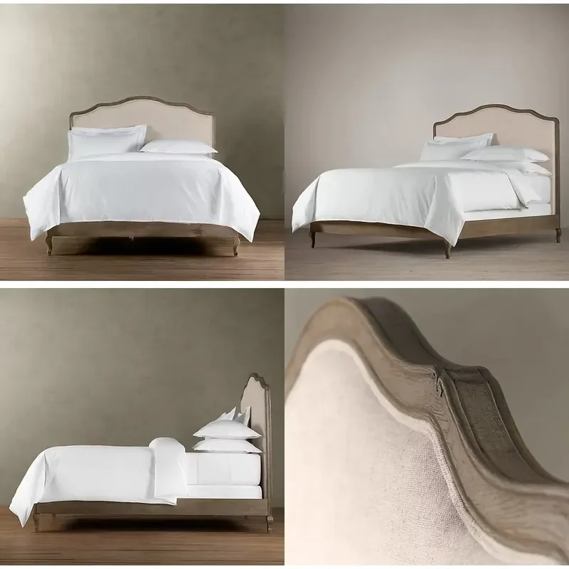 Custom Hot Selling Retro Solid Wood Bed King Size Suitable for Home or Hotel Use