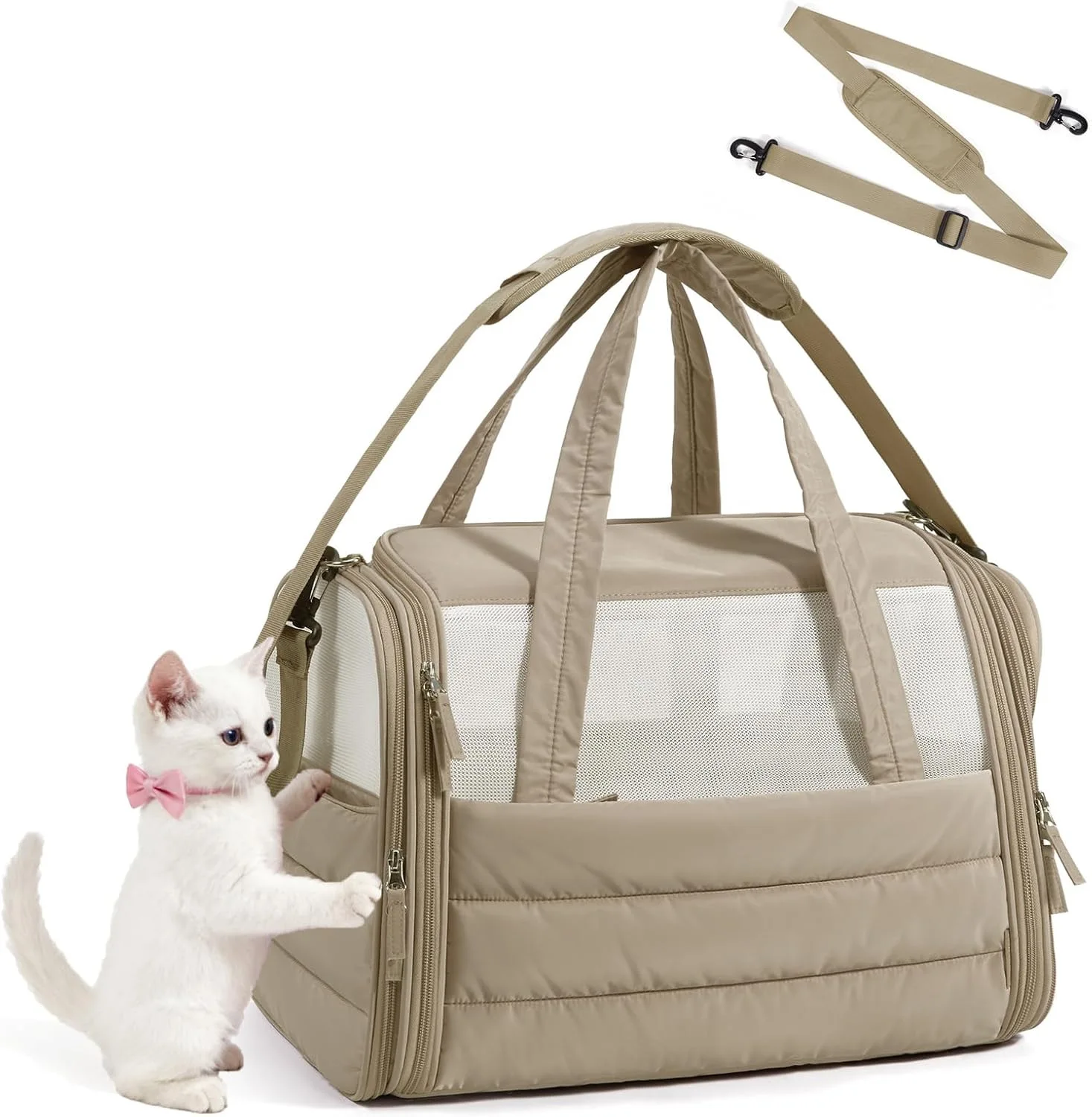 Soft Sided Pet Carrier Bag Foldable Breathable Cat Dog Travel Bag Portable Handbag for Small Cats Dogs Outdoor Walking Hiking