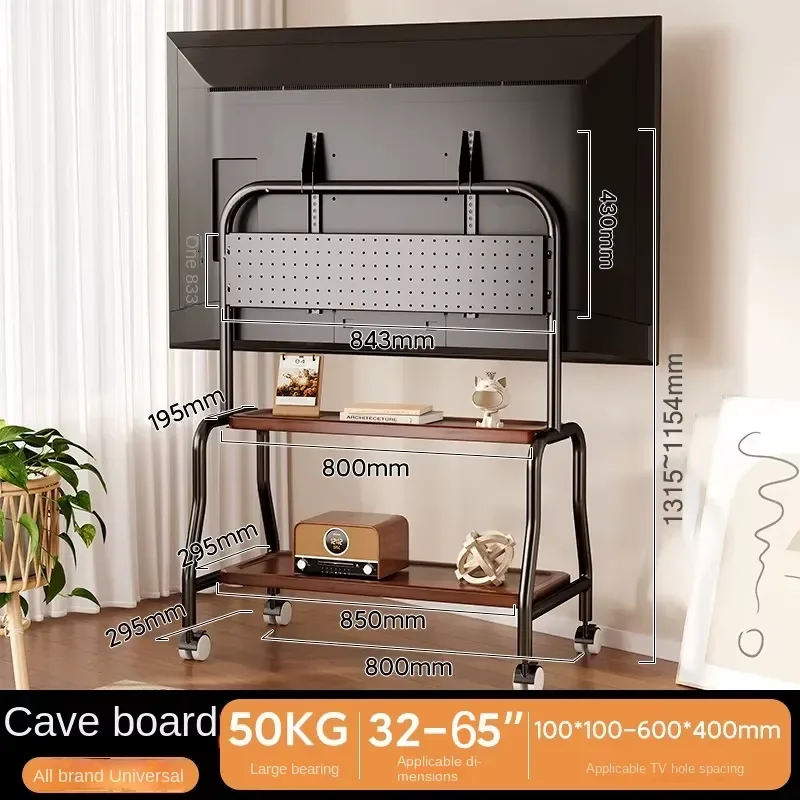 Mobile TV Cart Easel Rolling TV Stand for 32 to 65 Inch Flat Panel Screens Stainless Steel Portable Floor TV Stand with