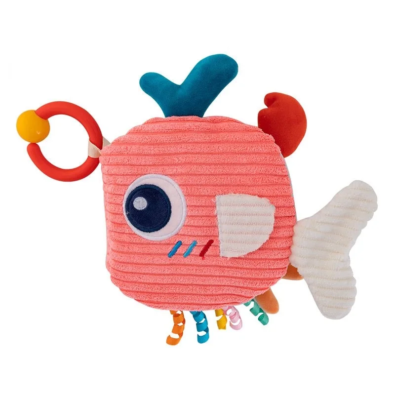 Soft Plush Animal Cloth Book Baby Sensory Toy with Crinkle Paper & Feather Teether Montessori Educational Rattle Early Learning