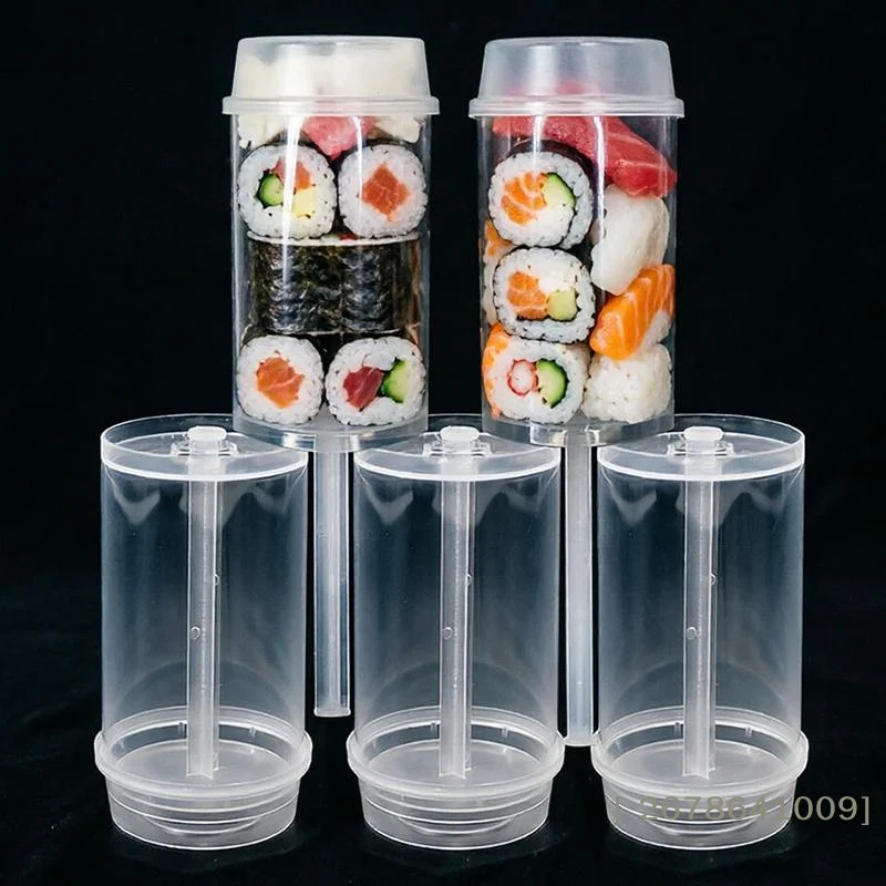⚑10/20Pcs Disposable Sushi Push Box Empty Food Grade Sushi Mold Push Up Bucket Package Box Cylinder Shaped Push Cake Pops Box