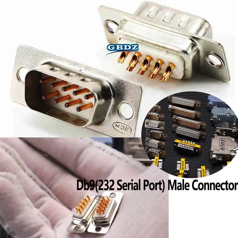 DB9 RS232 Serial AMP Metal Iron-Shell Connector Soldered VGA Plug for Computer Communication Projects Audio And Video Equipment