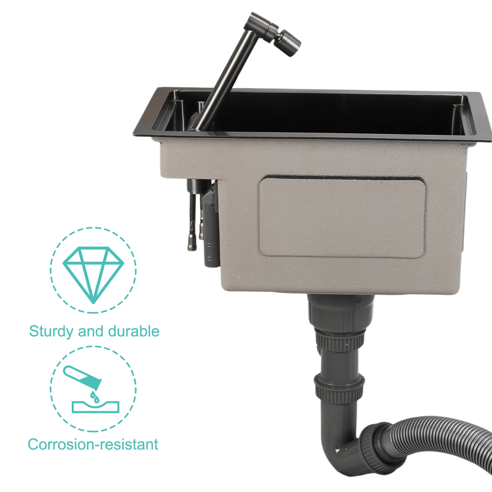 

Маленькая кухонная мойка 16.9 X 9.8 X 8.7 дюймов, встраиваемая под столешницу, с краном, из нержавеющей стали 304, для использования на улице, в автодомах и для приготовления пищи