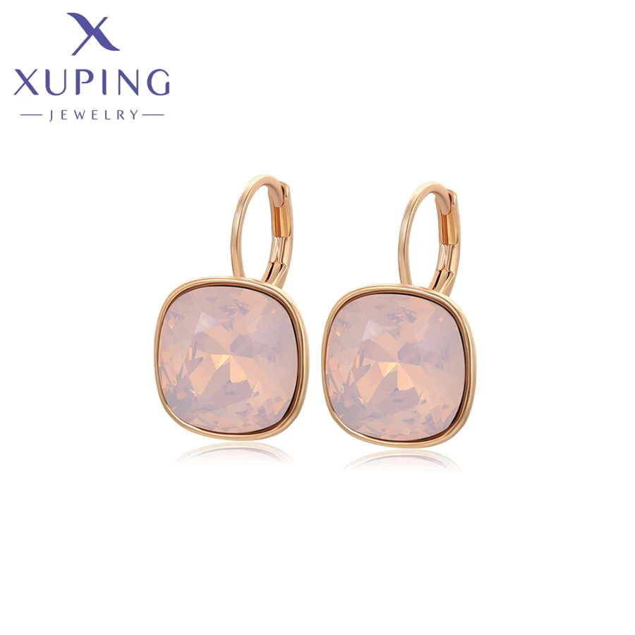Xuping Jewelry Square Colorful Stone Charm Romantic Gold Color Plated Crystal Earrings for Women Work Party Gift 20404