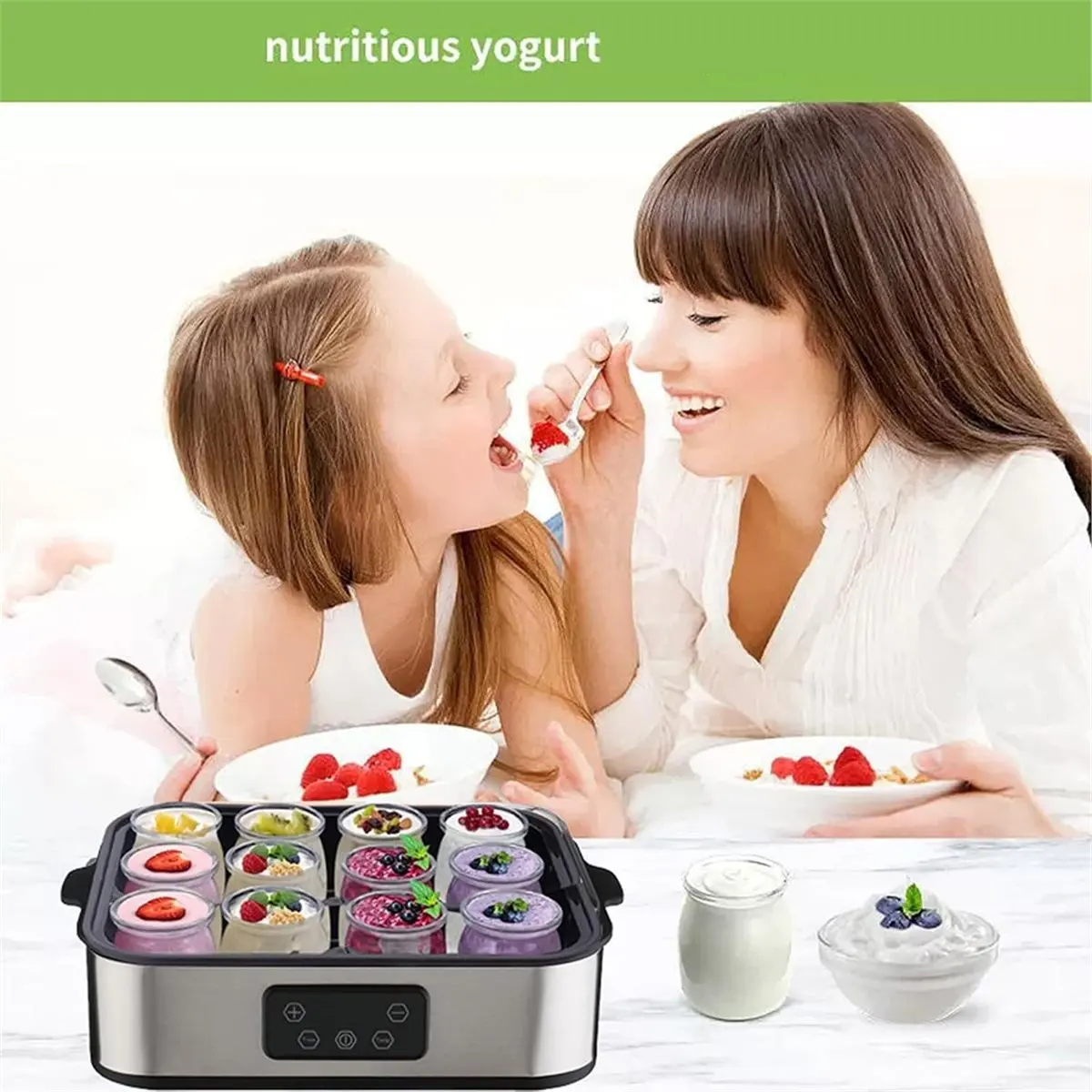 A67T NEW Electric Yogurt Maker Machine 0-48h Timer Automatic Yogurt Making Machine Constant Temperature with 12 Pcs Cups US