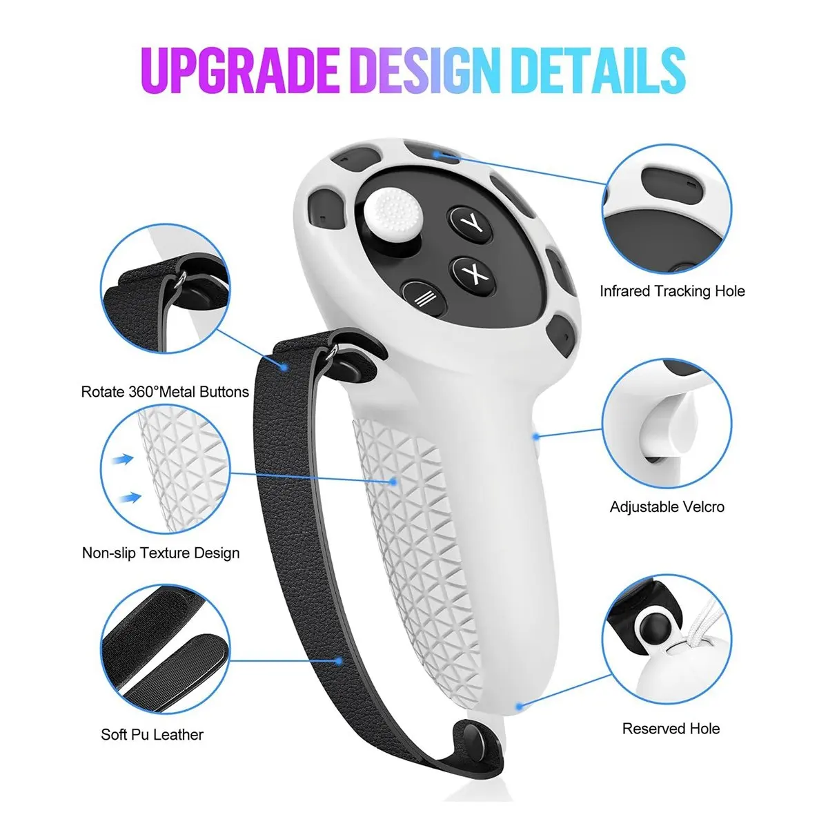 AABFK For Meta Quest 3 Protective Cover Handle Controller Grips,Front Shell Headset Cover and Face Cover,VR Accessories-White