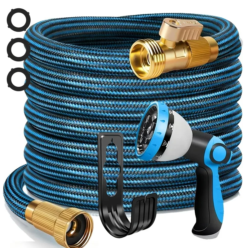 50FT Expandable Garden Hose with 10 Pattern Spray Nozzle Kink Free Flexible Lightweight for Yard