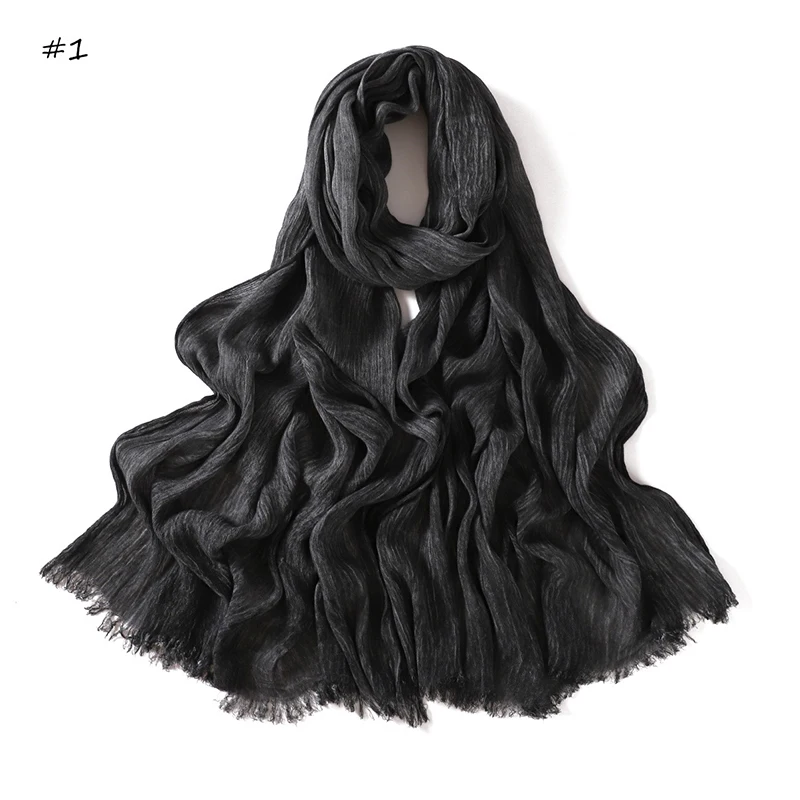 180*65cm Tie-dye Crinkle Rayon Hijabs für Frauen Muslimischen Schal Schals Plain Damen Atmungsaktive Stirnband Femme turban Ramanda – Detail 15