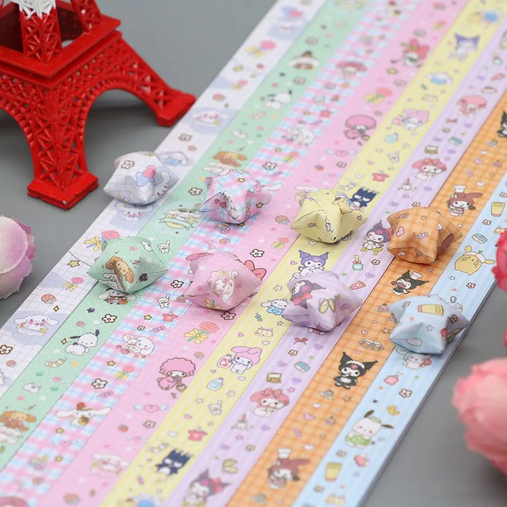 Sanrio Hello Kitty Kartun Bintang Bar Buatan Tangan Bahan Berharap Bintang Lipat Strip Panjang Kertas Berharap Botol DIY