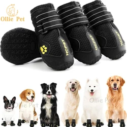 Dog Shoes Waterproof Anti-Slip Rain Silicone Boots Reflective for Small Large Dog Sports Outdoor Training Protect Dog Feet 4pcs