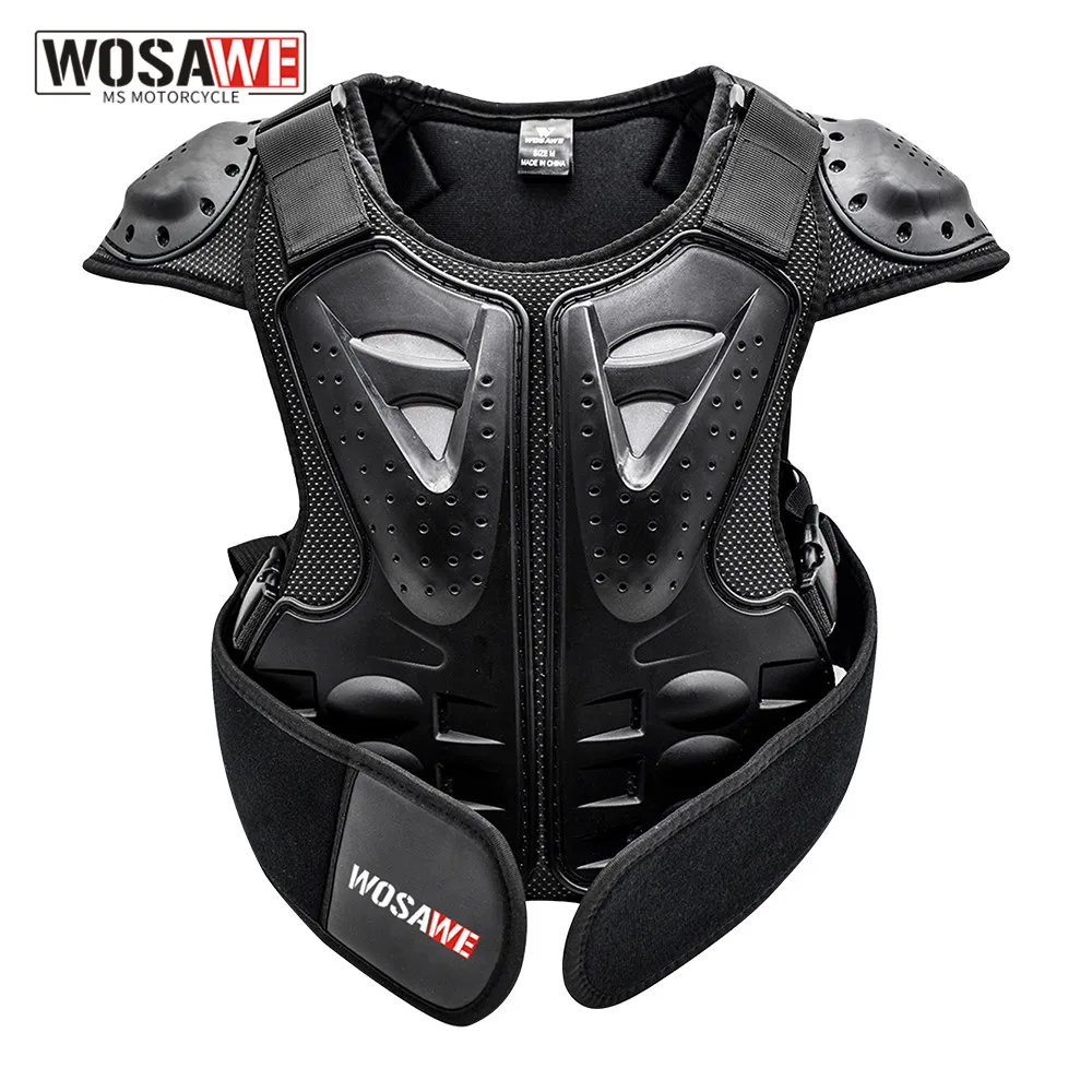 Wosawe crianças motocicleta armadura peito volta corpo crianças motocross fora de estrada engrenagens de proteção colete jaqueta motobike moto chaqueta