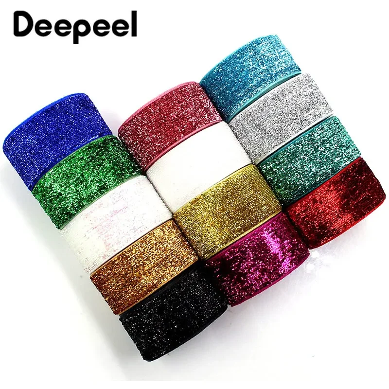 5/10Yards 25mm Sequins Velvet Ribbon Tape Decorative Webbing Gift Wrapping Bag Strap Bowknot Clothes Sewing Material Accessories