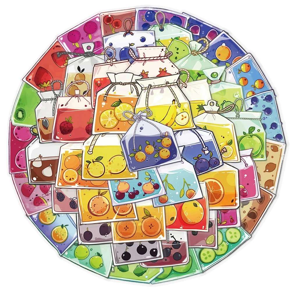 

10/30/50pcs Transparent Cute Aesthetic Fruit Tea Bag Stickers INS Style Drink Cartoon Decals Guitar Laptop Kid Sticker Toy Gifts