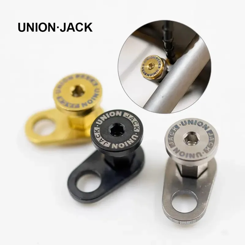 UnionJack Brompton folding bike modified titanium alloy rear fork brake C-caliber cable guide holder.