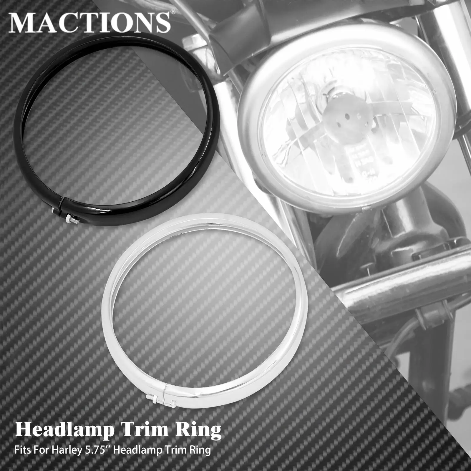 Motorcycle 5.75'' Headlamp Headlight Trim Ring Black/Chrome For Harley Touring Road King Softail Dyna Sportster XL 883 1200 48
