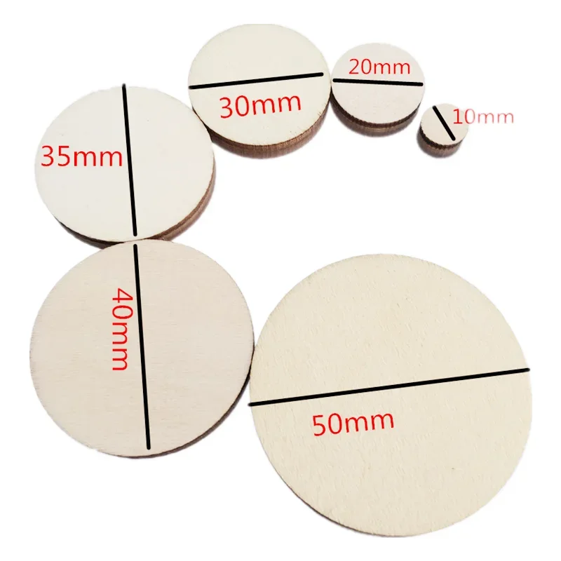 10-80mm Wood Rounds Dicss Crafts Natural Pine Round Unfinished Wood Slices Circles for Wood Craft Wedding Birthday Ornament