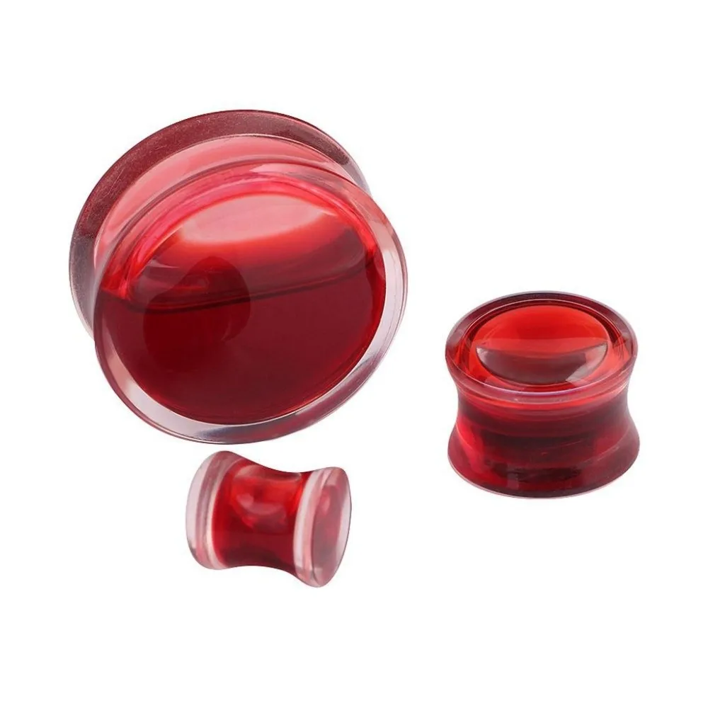 Double Saddle Ear Plug Jewelry Transparent Acrylic Red Blood Tone Flesh Tunnels Piercing Liquid Filled Clear Body