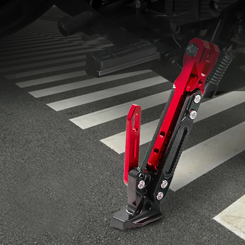 Soporte Universal para motocicleta, soporte lateral, soporte de pie, trípode lateral ajustable, soporte de estacionamiento de aleación, 1 ud.