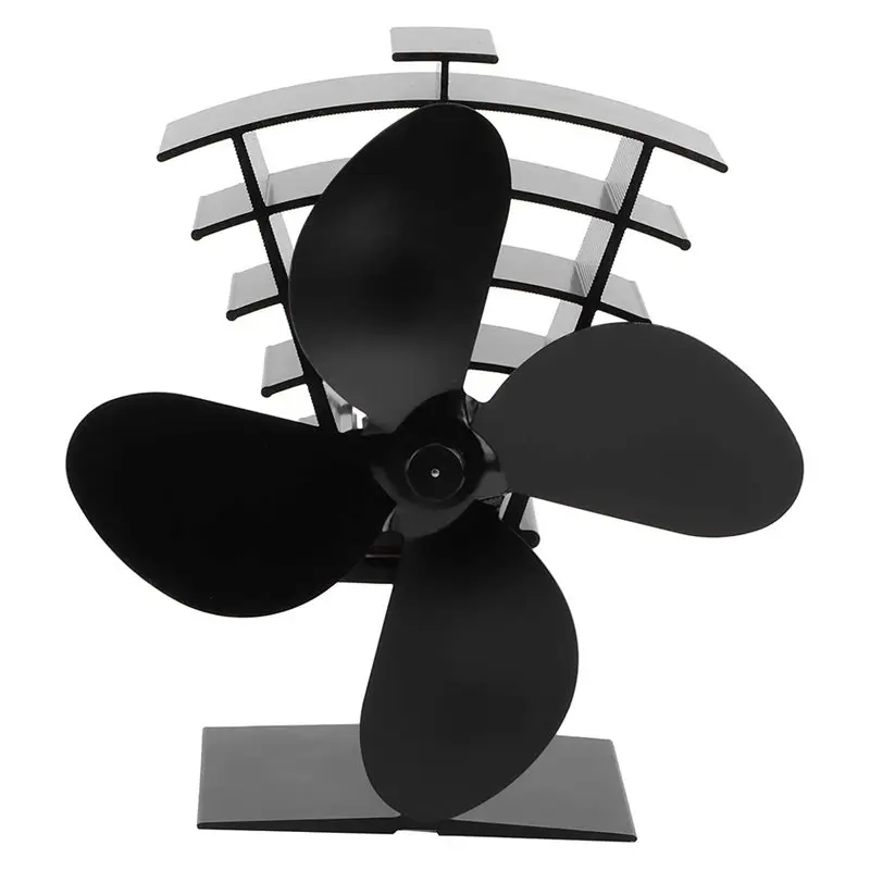 NEWABSV Aluminum Temperature Wood Stove Fan Stand Withstand High Temp Heat Powered 4 Blade Wood Stove Fan Including A Safety
