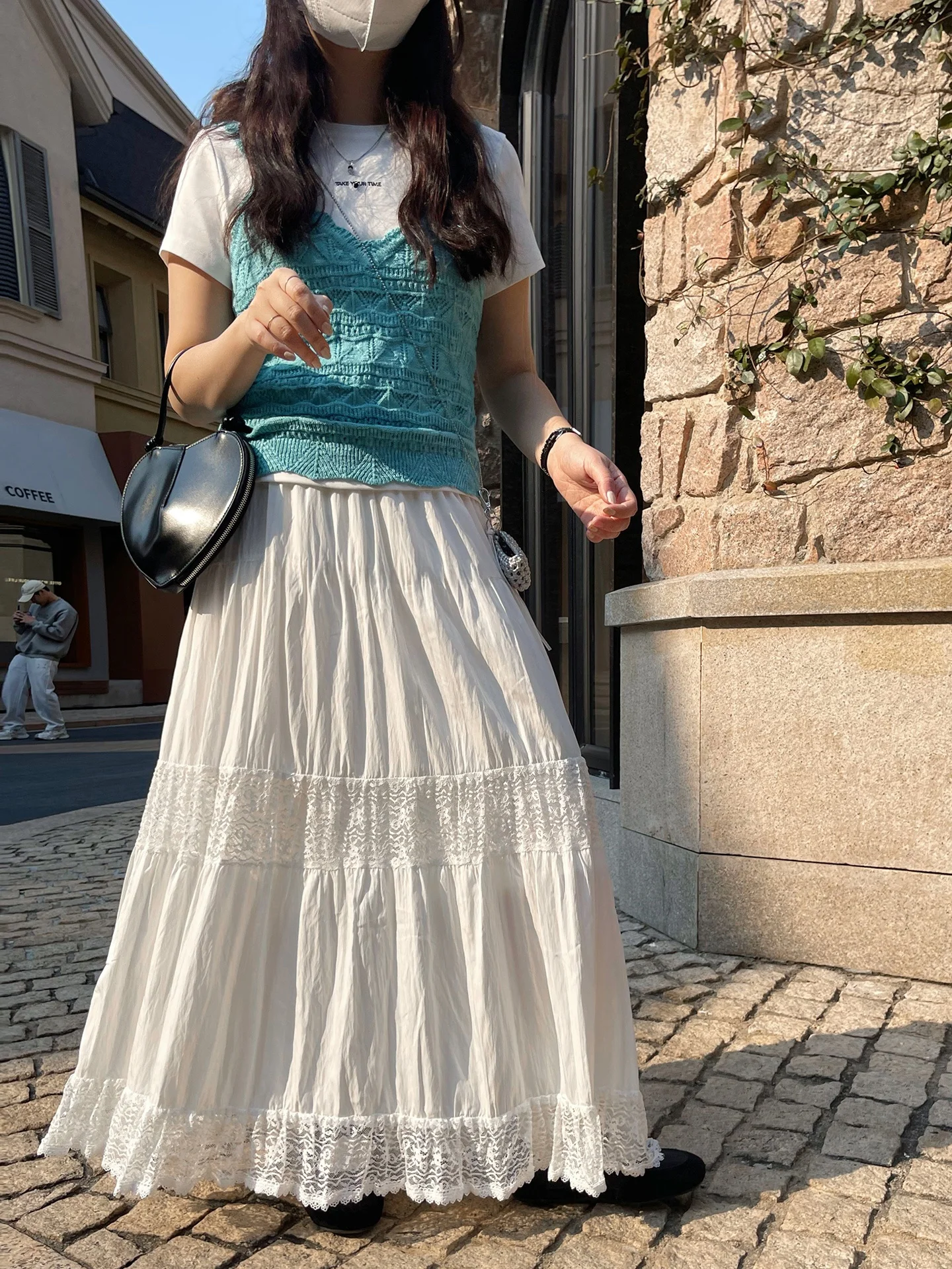 

Ретро-юбка с высокой талией и кружевными вставками, женская, весна-лето, новый стиль, утягивающая, полуюбка, нежный стиль, из нейлонового хлопкового смесового материала