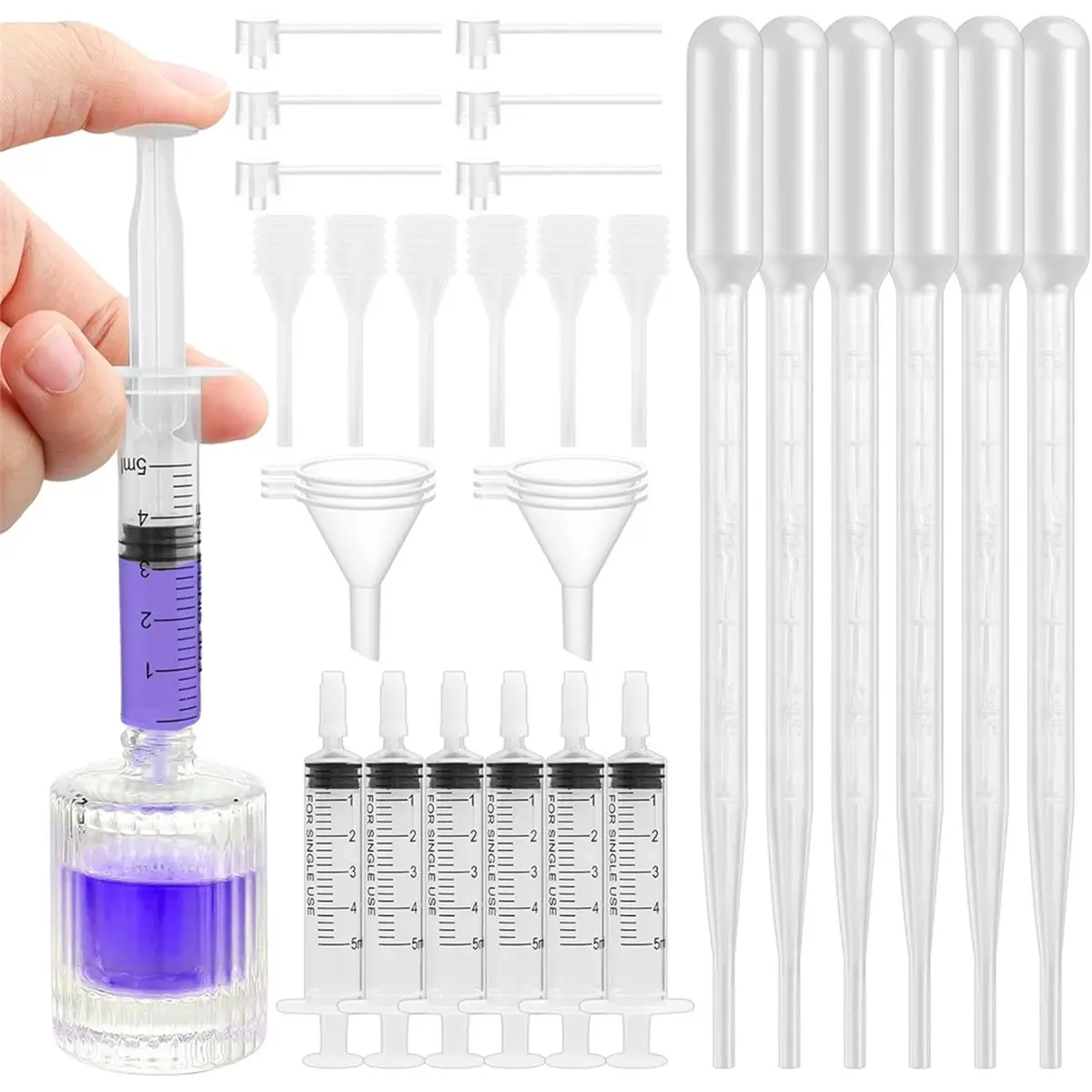 Budget-Friendly-30Pcs Perfume Refill Tool Set, Plastic Dispenser Kit with Travel Pump, Funnel, Dropper for Transferring Fragranc