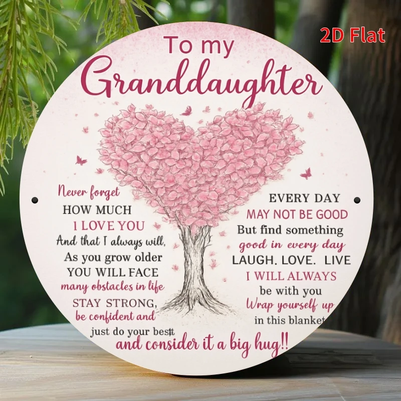 2D Flat - A Two-Dimensional Printed Image of a Cherished Granddaughter, Designed As a Metal Plaque, Perfect for Decorating Homes