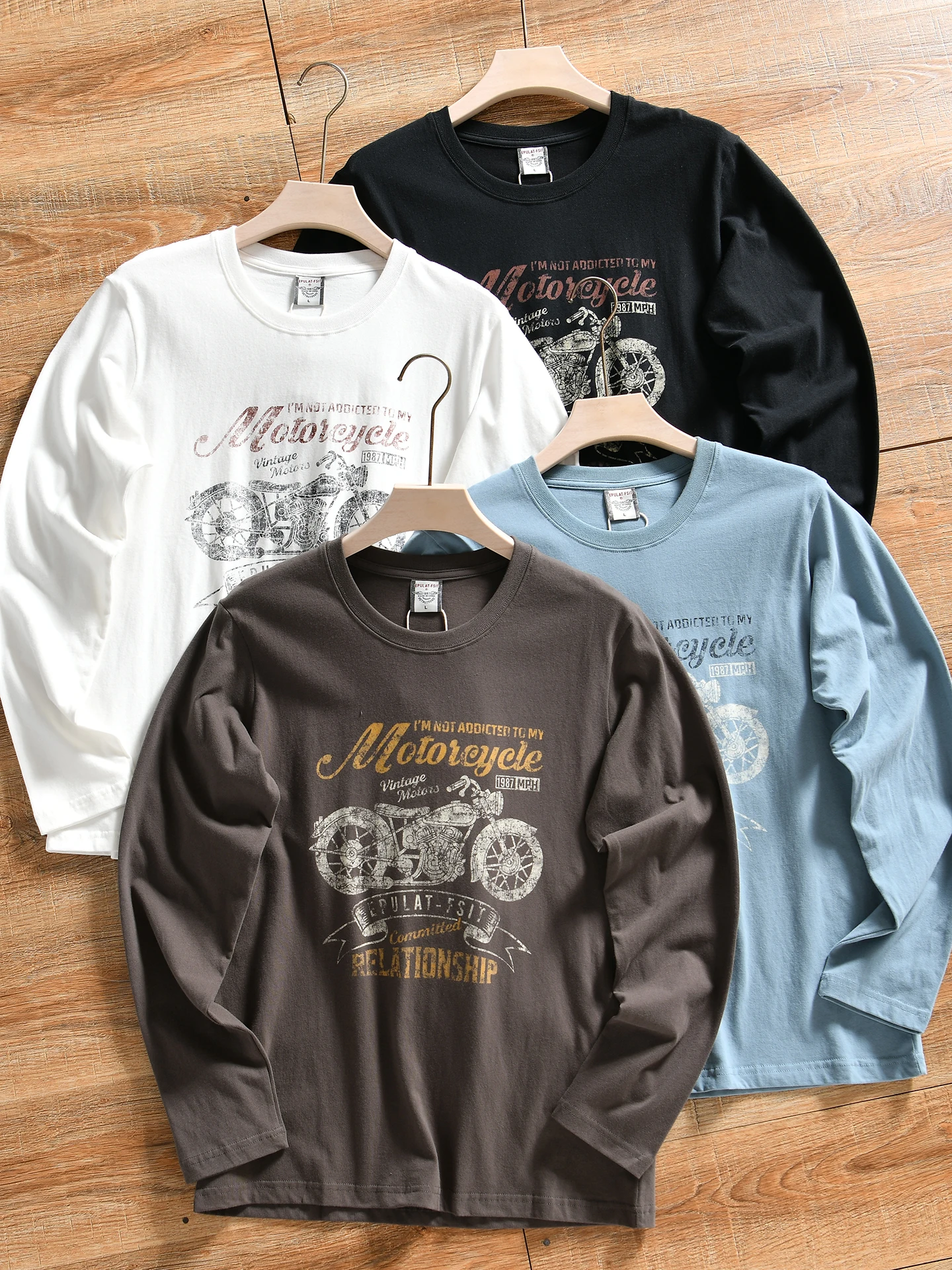 Select Pure Cotton Breathable Digital Printing Long Sleeve round Neck Base Shirt T-shirt for Men Autumn Winter American Casua...