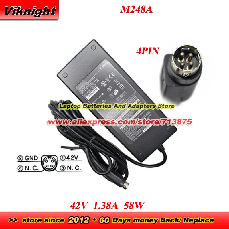 M248A 42V 1.38A 58W AC Adapter for COLORWORKS C3500 TM-C3500 TM-C3520 GP-C832 with 4 PIN Plug Tip Power Supply