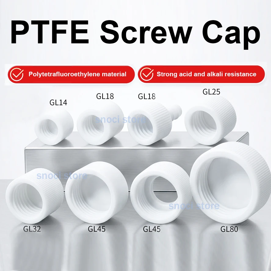PTFE Reagent Bottle Screw Cap F4 PTFE Bottle Cap GL14 GL18 GL25 GL32 GL45 GL80 Reagent Cap Blue Cap Cap For Laboratory，1Piece