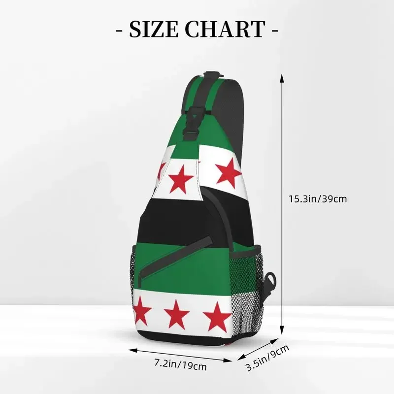 Syrian Arab Republic Three Red Star Syria Flag Sling Crossbody Chest Bag Men Fashion Shoulder Backpack for Travel Cycling